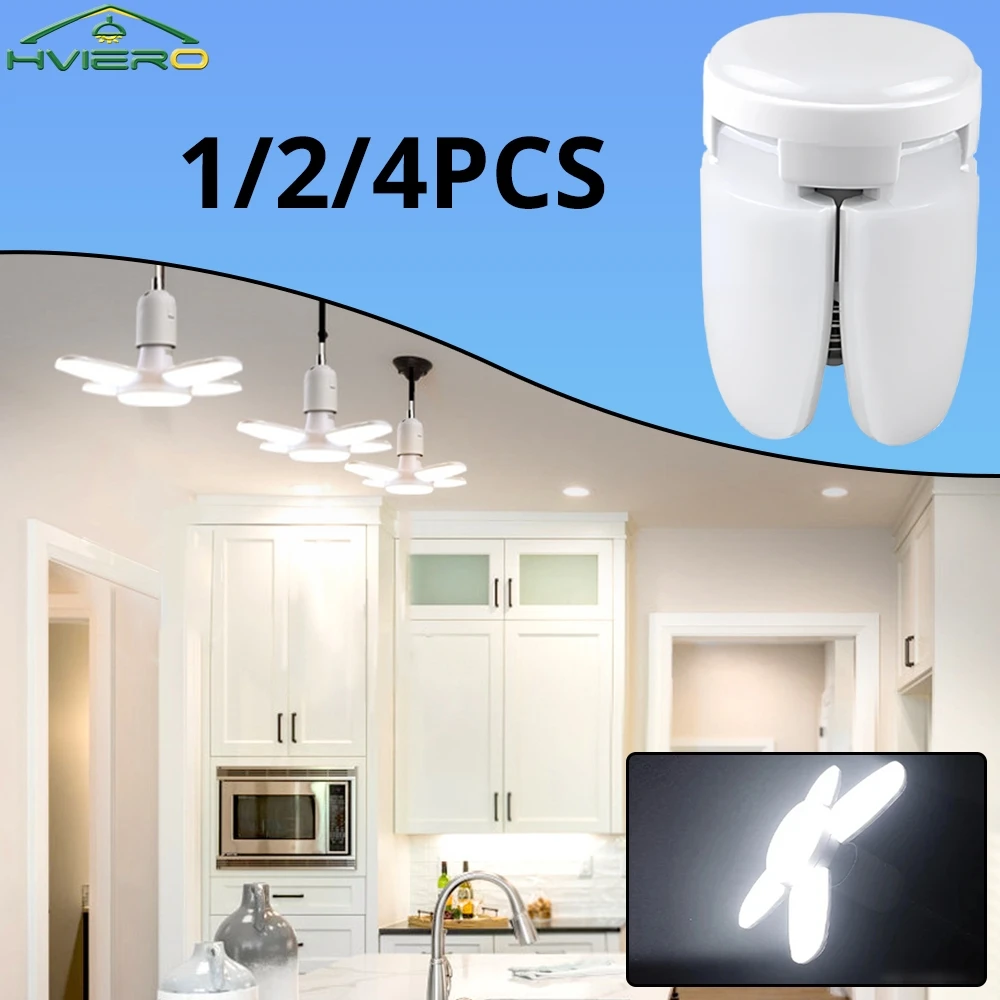 28W Fan Shape LED Bulb E27 LED Lamp Foldable 220V Or 85V-265V Light Bulbs For Home Living Room Warehouse Garage Ceiling Light
