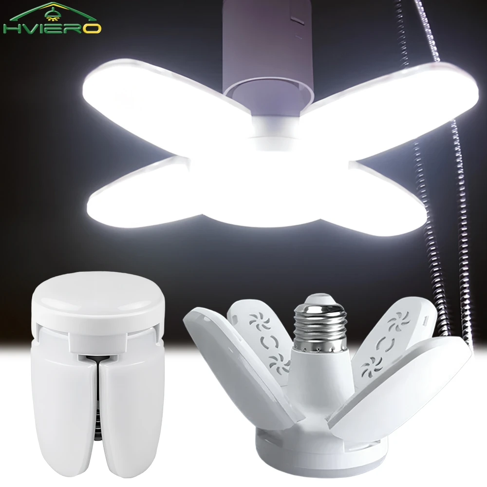 E27 Mini Bulb Light Fan Shape Foldable 28W AC 220V 85-265V White Bulb LED Lamp Lampada For Home Ceiling Light Garage Lighting