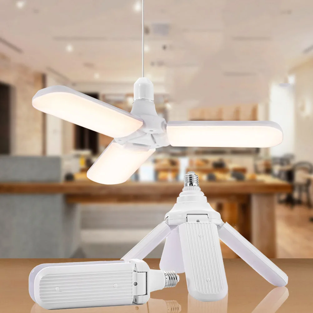 Foldable Led Light Bulb 45W 3 Blades 3000K Warm White E27 Adjustable Angle For Home Garage Bar Hotel Lighting