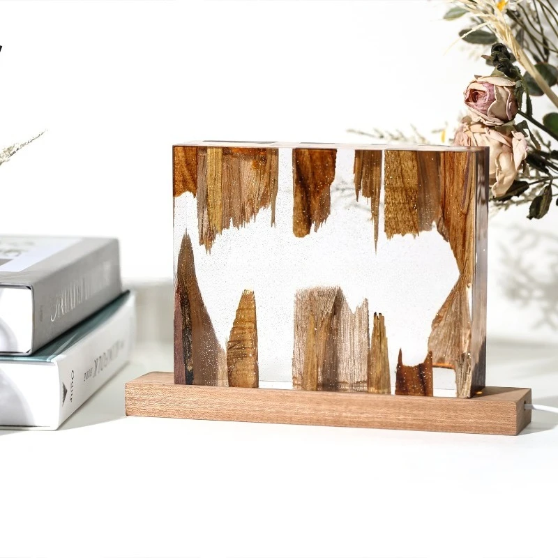 Fission epoxy night light wooden modern home decoration desk lamp
