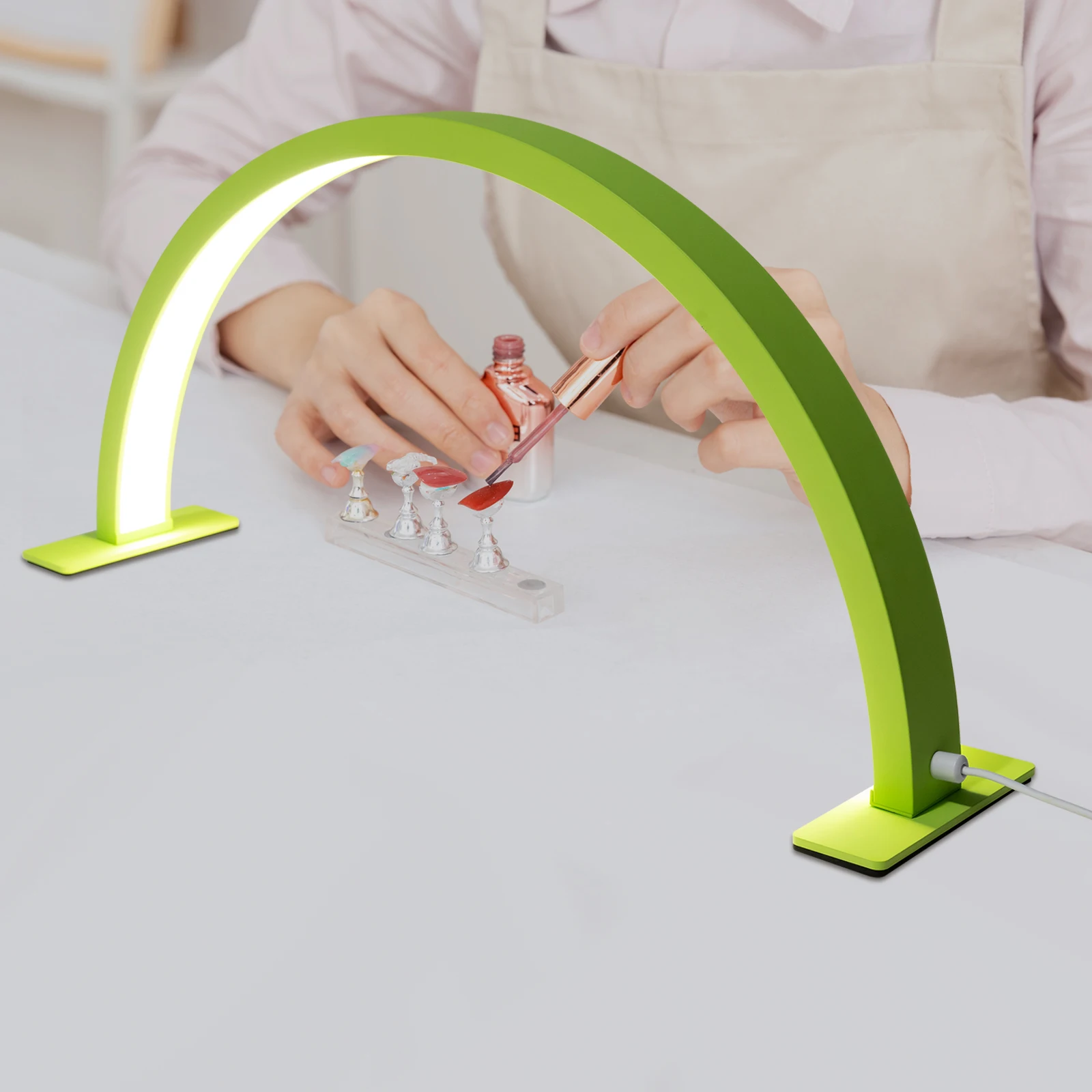 LED Half Moon Light, Light with Adjust Brightness 3000K‑6000K, Half Moon Desk Lamp for Nail Art Aluminum Alloy, PVC for Nail