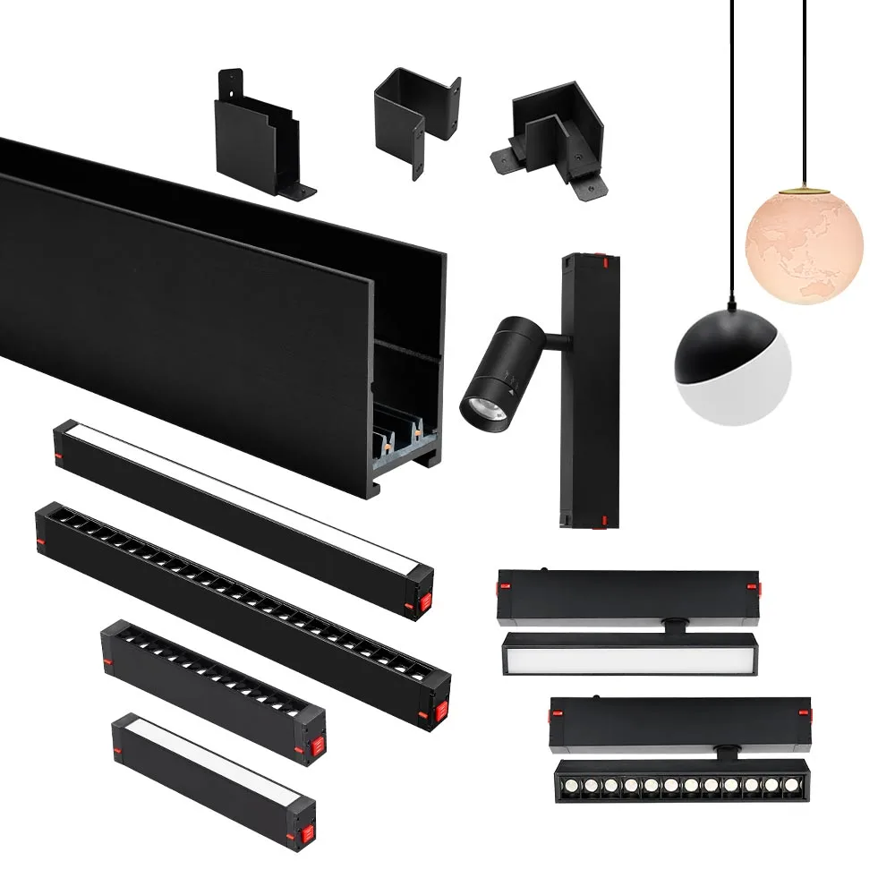 Flexible Aluminum Recessed Pendant Ceiling Mounted COB Magnetic LED Linear Track Light For Kitchen Living Room Office