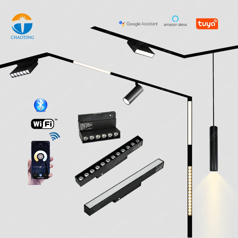 Low Voltage DC48V Track Light Simple Fashion Office Residential Shop Linear Light Dali Dimming Magnetic Track Light System