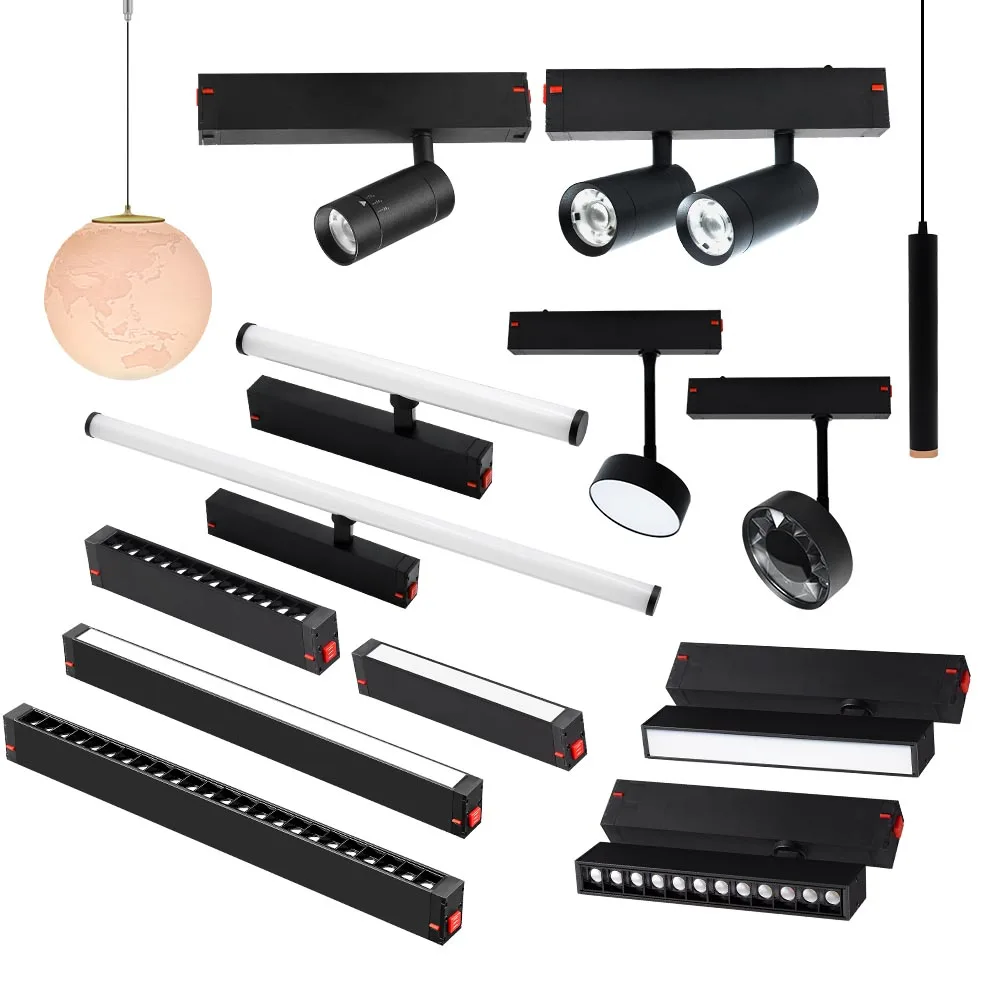Professional Manufacturer Custom Office Ultra Bright Aluminum 2700-6500k Magnetic Track Light System Magnetic Track Lights LED