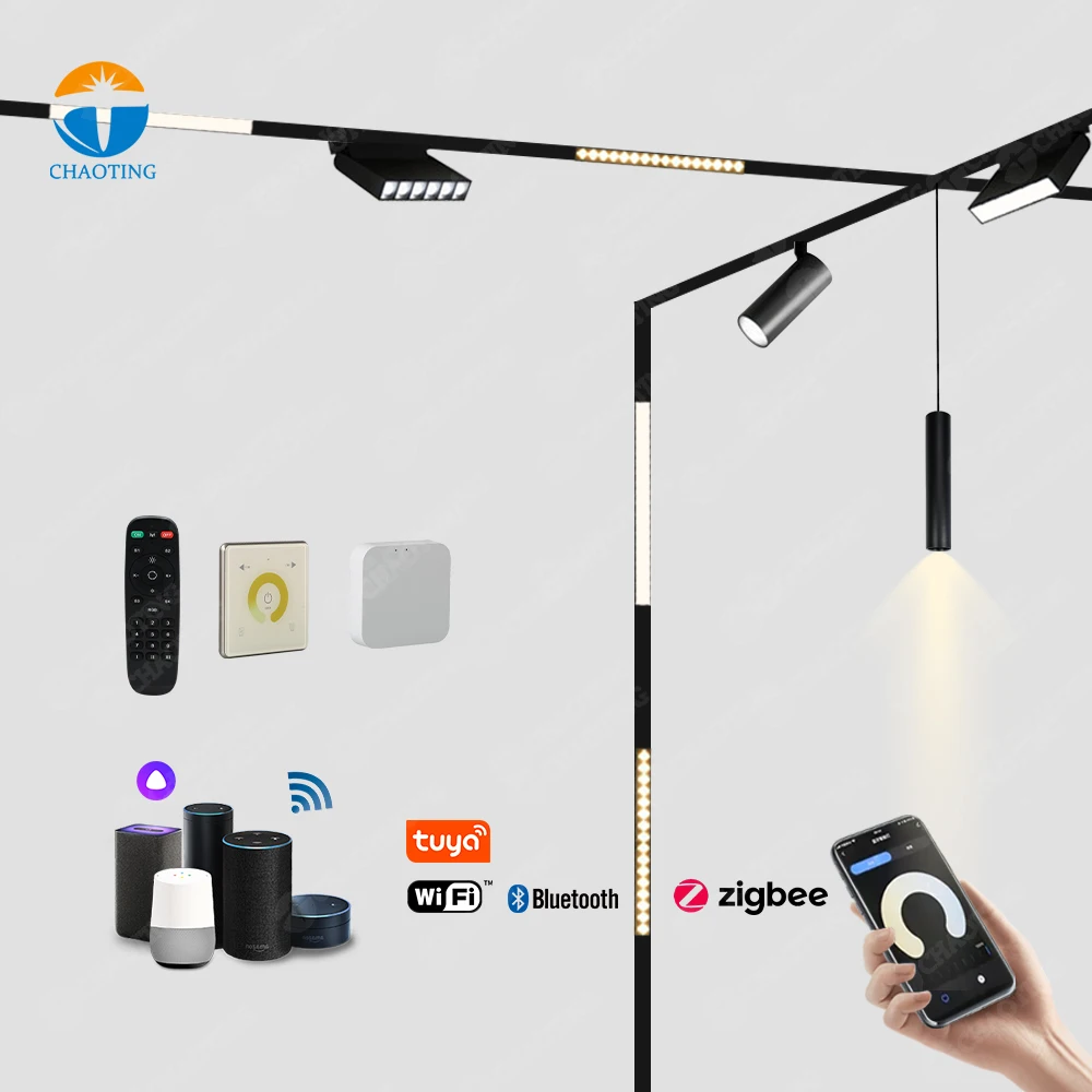 Manufacture Track Light DC48V Store Office Exhibition Family Pendant Chandeliers Round Ball Light LED Magnetic Track Lights