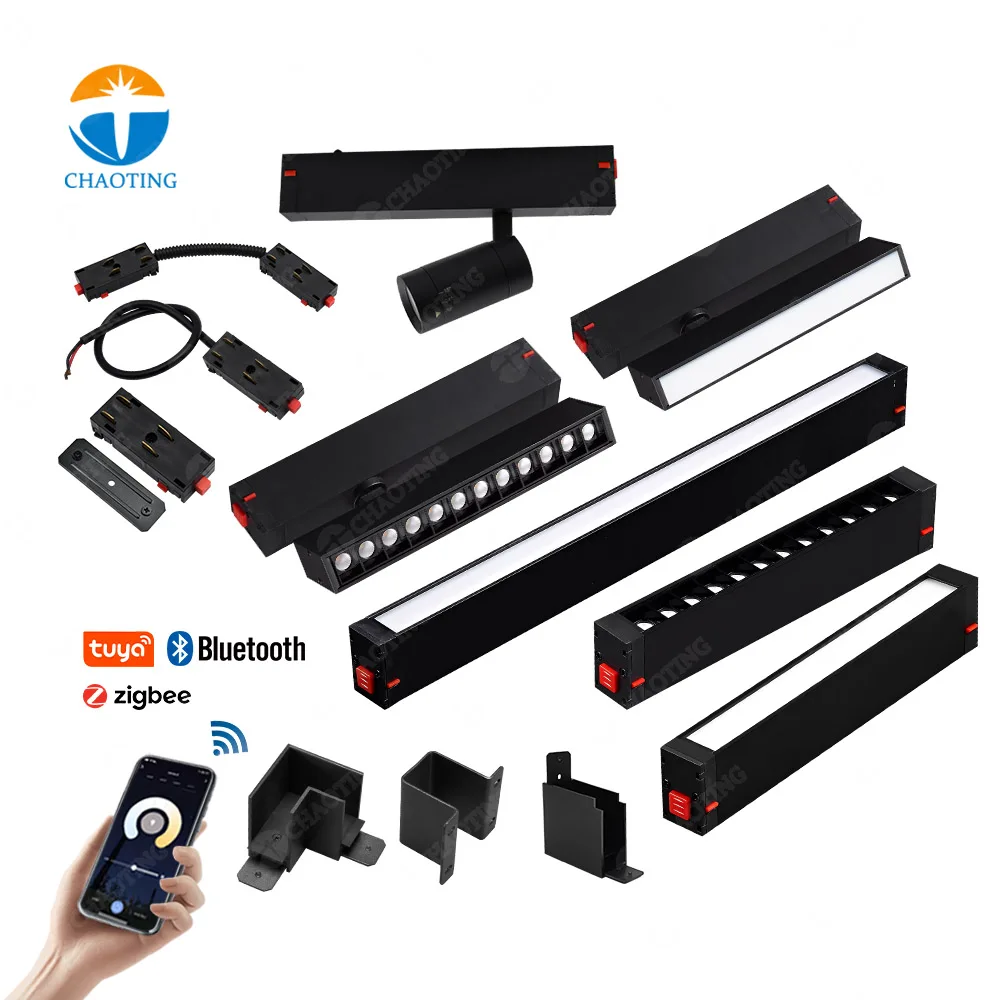 30W 40W 50W 60W Indoor Project 2 Wire APP Wireless Dimmable Magnetic Linear LED Lighting Track System For Retail Shop Office