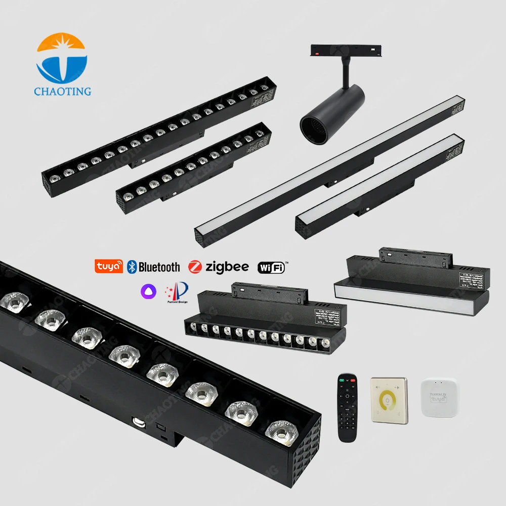 COB Magnetic Suspension Light System 10W 20W 30W Linear Lamp Aluminium LED Track Rail Lighting Office Magnetisk 48V Track Lights