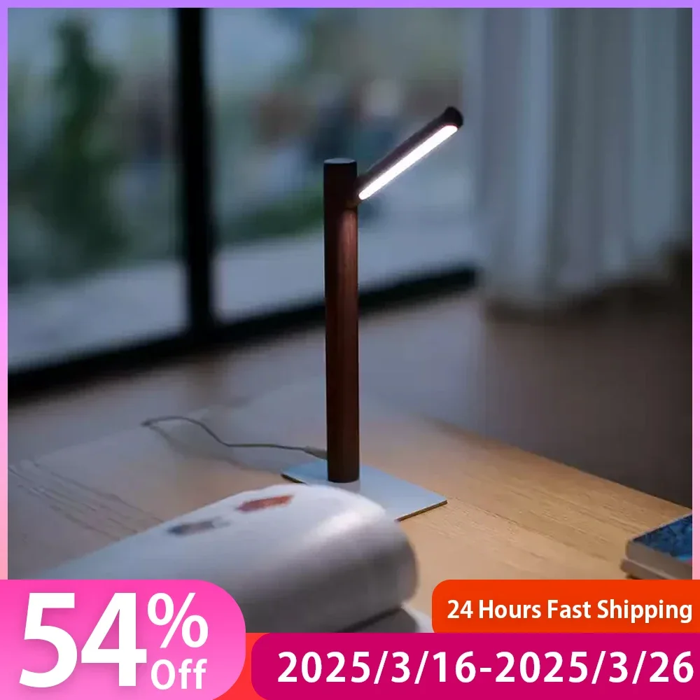 LED Wood Desk Reading Lamp Wood Creative Branches Table Lamp Eye Protection 360° Rotate Study Room Light Magnetic Bedside Office