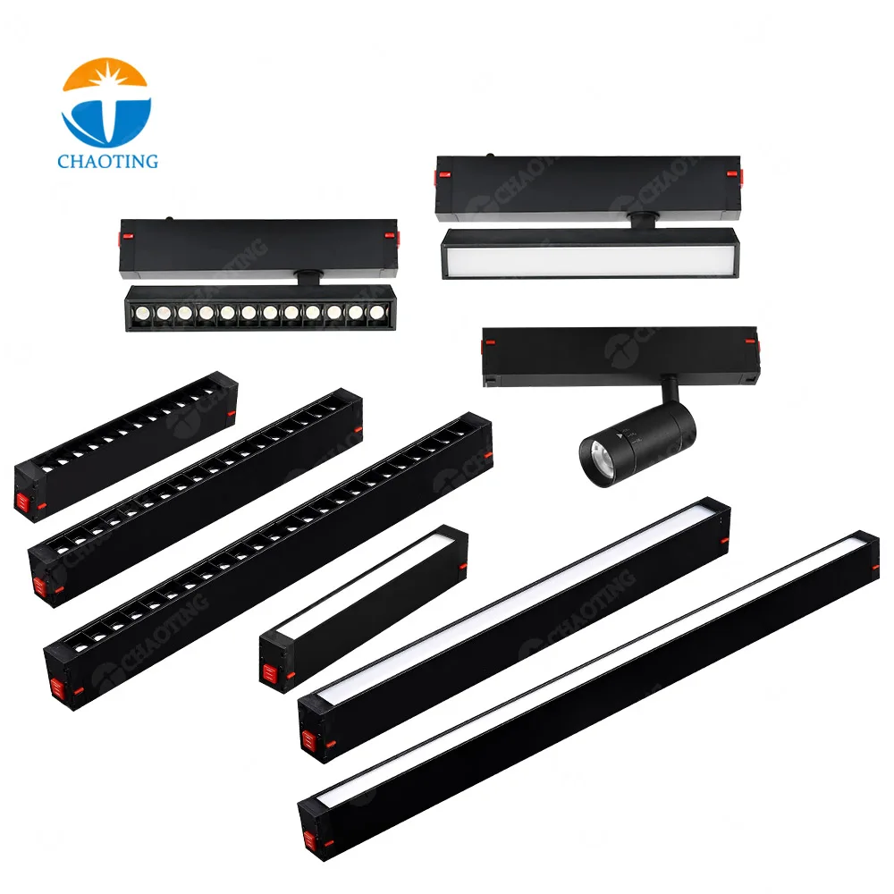 New Commerce Black White 30W 40W 50W 60W Dimmable Anti-glare LED Magnetic Track Light Rail Linear Office Lamp
