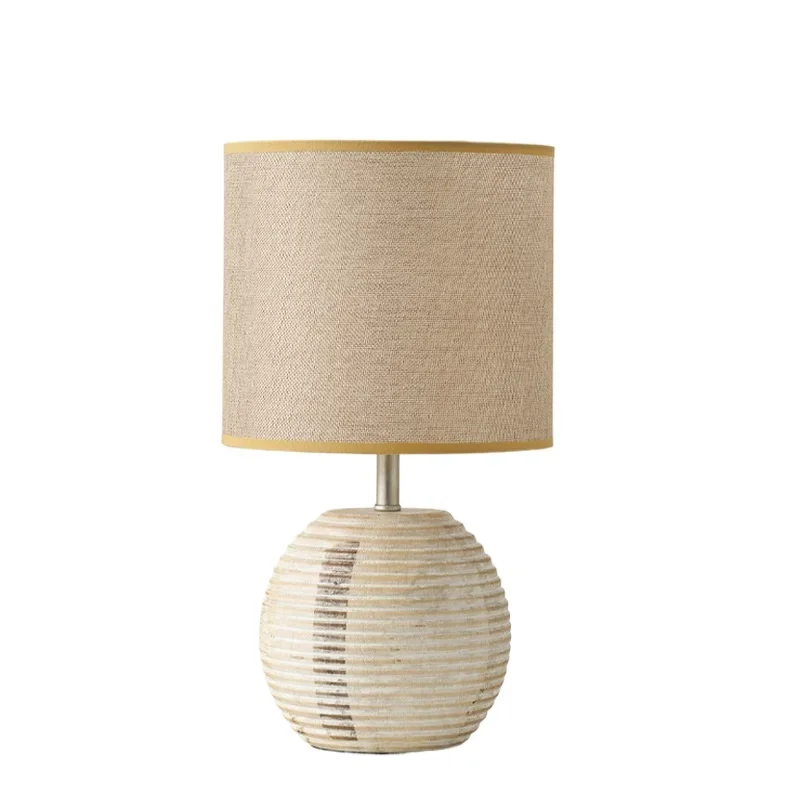 American simple solid wood table lamp, annual ring wooden bedroom bedside lamp, living room study, mini soft lighting
