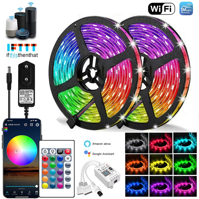 Wifi Led Strip Lights Magic Home Adhesive Led Tape Lamp Bluetooth Smart Led Lights Strip For Room Rgb 5050 Led Decoration