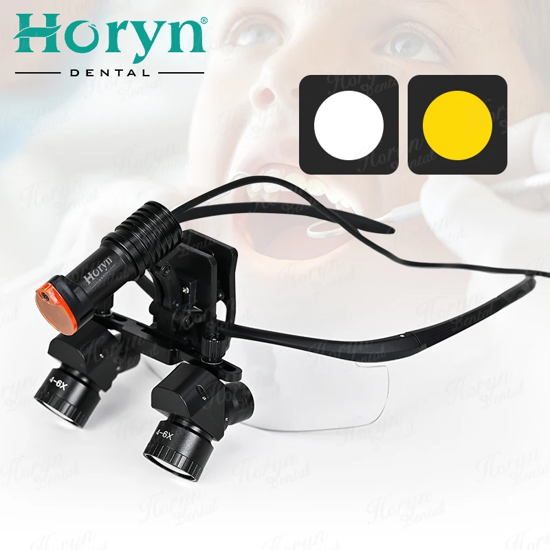 Dental binocular magnifying glass 4X-6X Adjustable magnifying glass 5w LED Medicine binocular magnifying lens light Dental Tool