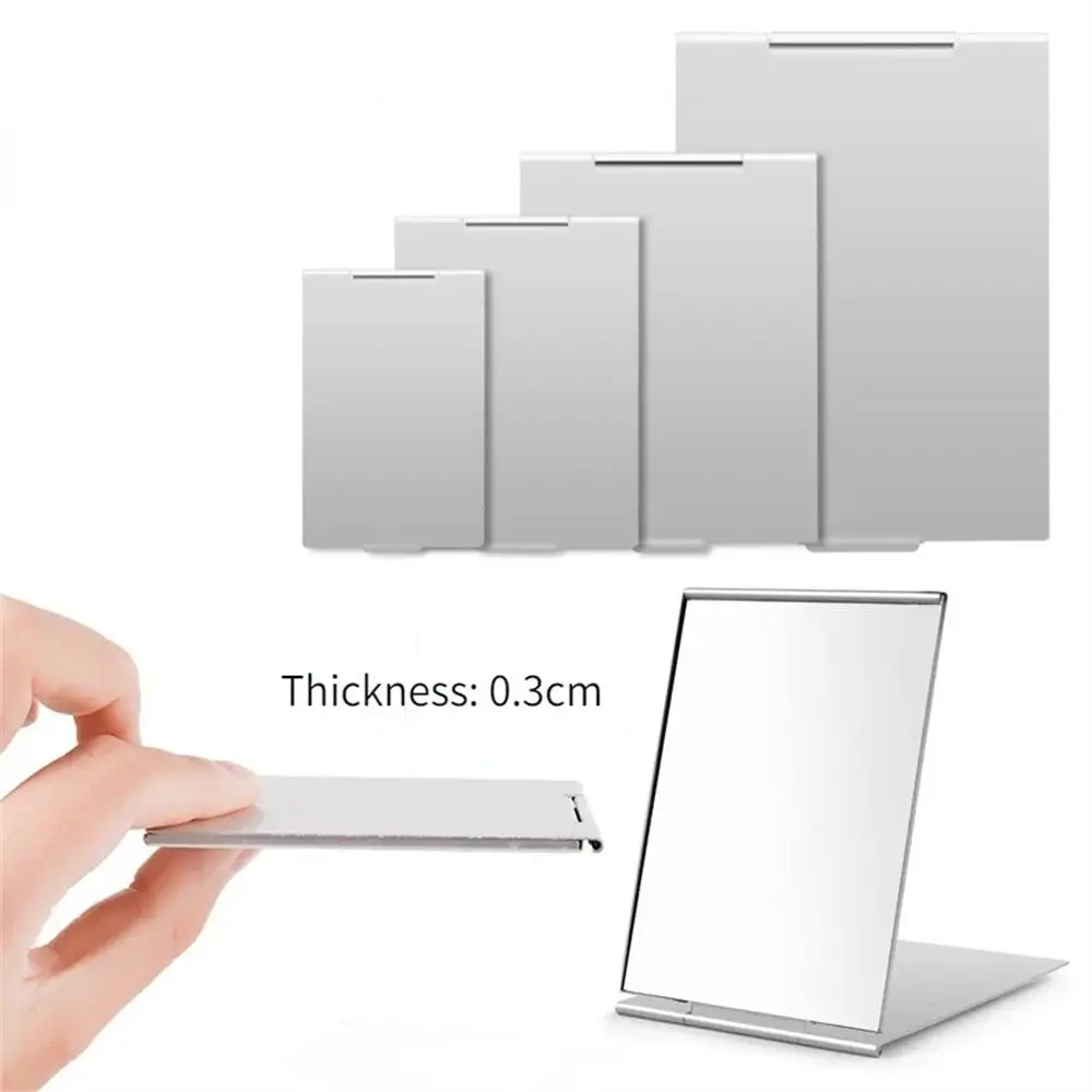 Small Mirror Aluminum Folding Mirror Foldable Compact Makeup Mirrors Rectangle Ultra-thin Pocket Mini Mirror Travel Use