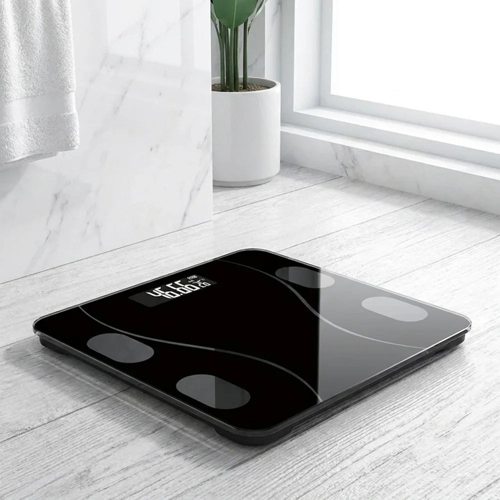 High-Precision Digital Bathroom Scale with Easy-to-Read LCD Display Bluetooth Enabled Multi-Body Data Tracking Battery Powered E