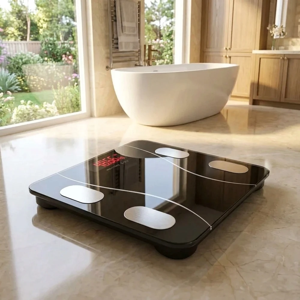 Digital Bluetooth Body Fat Scale High-Precision Easy-to-Read LED Display Battery Powered Smart Weighing Scale with Multiple Body