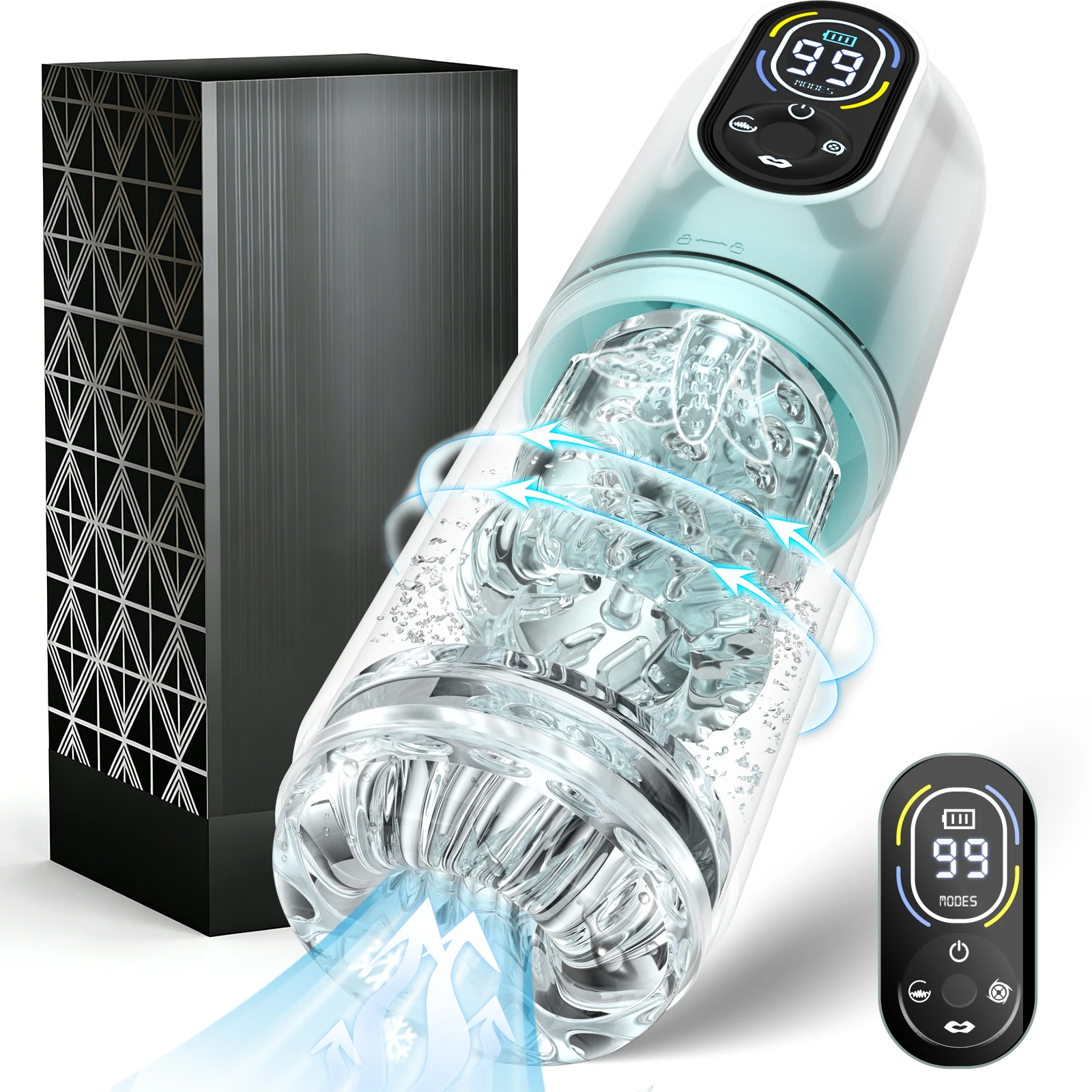 Automatic Male Masturbator 9 Vibrating Thrusting Rotation Sucking Licking Function LED Display Vacuum Penis Pump Sex Toy for Men