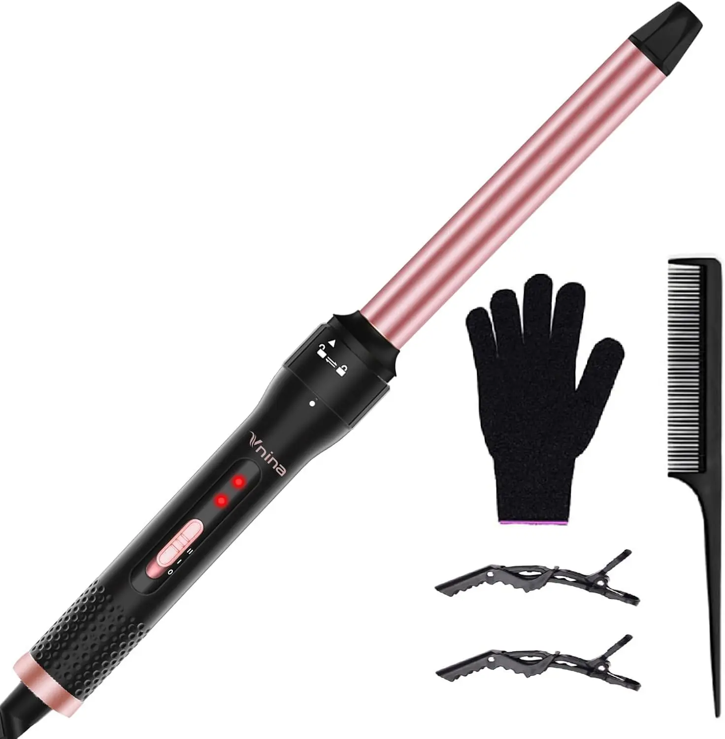 Curling Iron 1 Inch, Professional Long Barrel Hair Curling Wand with 2 Heat Settings, Ceramic Coating Barrel Curler Wand for All