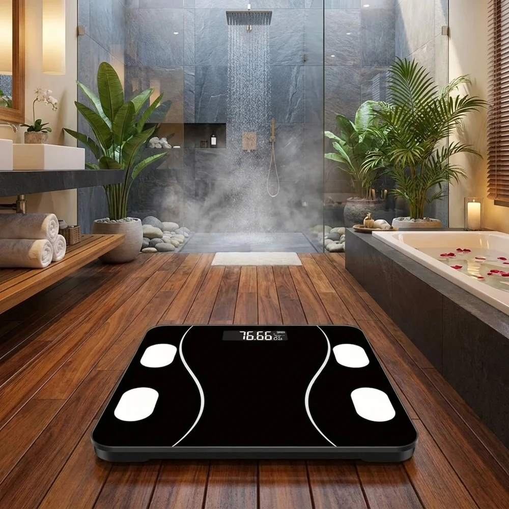 Digital Bluetooth Body Fat Scale High-Precision LCD Display Bathroom Scale Battery Powered Smart Weighing Scale with Multiple Bo