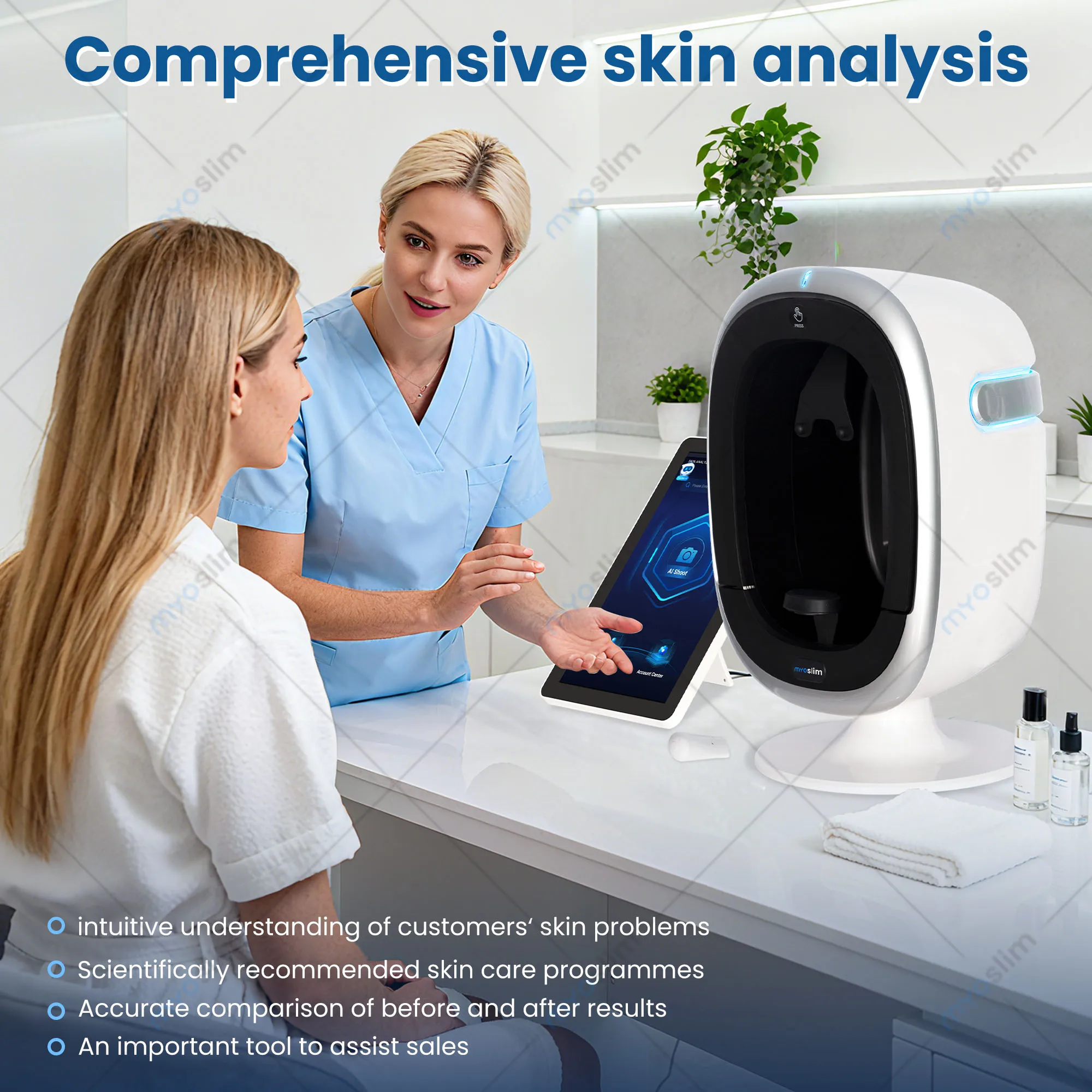 3D Skin Scanner Care Facial Analyzer Monitor Machine Magic Mirror Portable Testing English Detector Face Camera Test Analysis
