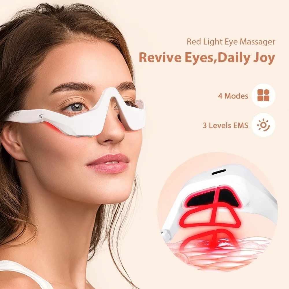 Red Light Eye Massager Micro-Current Anti-Aging Eye Care Machine Smooth Fine Line Electric Massager Under-Eye Glasses Massager