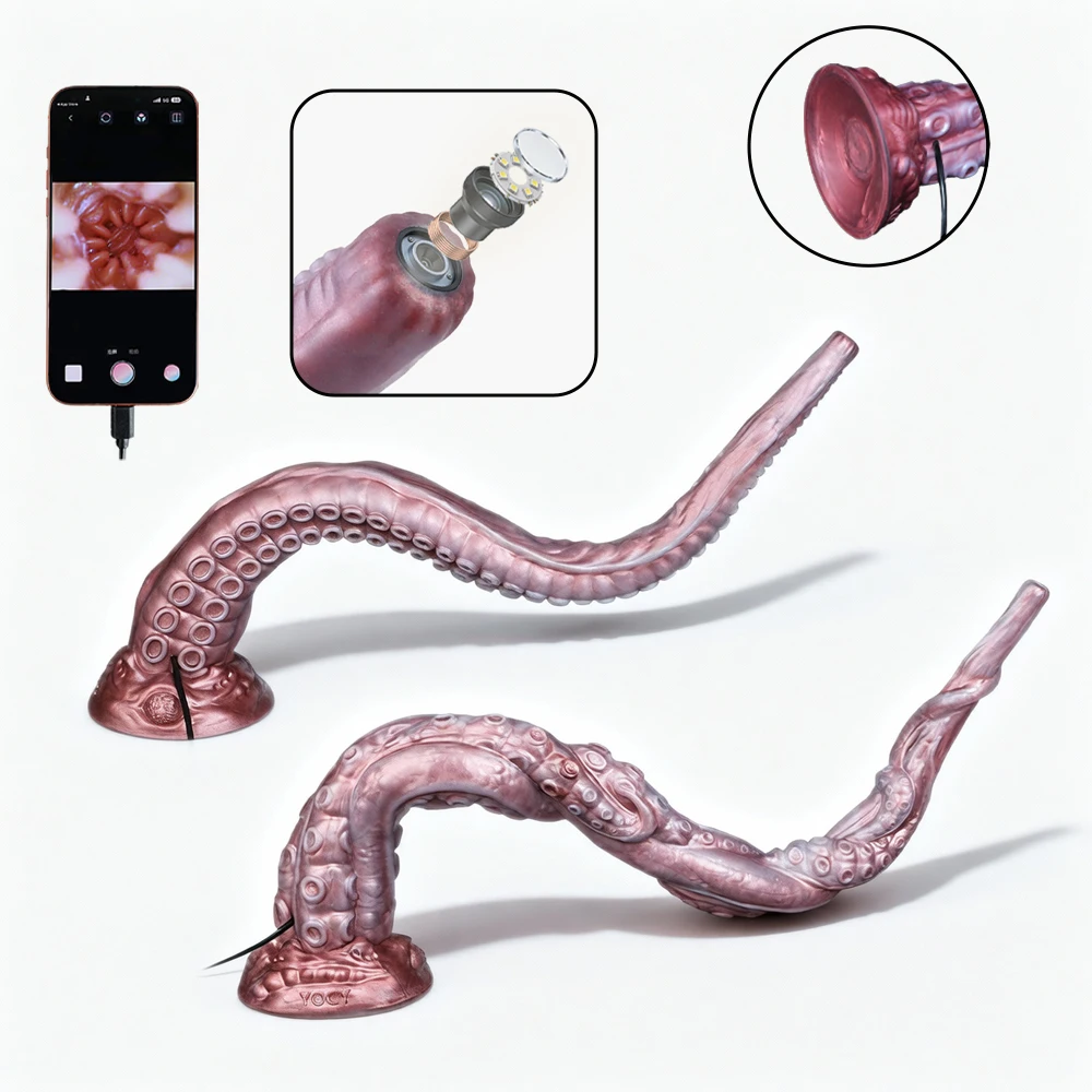 YOCY 3MP HD Endoscope Camera Long Buttplug with 8 LED Lights IP68 Waterproof Anal Plug Real-Time Viewing Tentacle Dildo Sex Toys