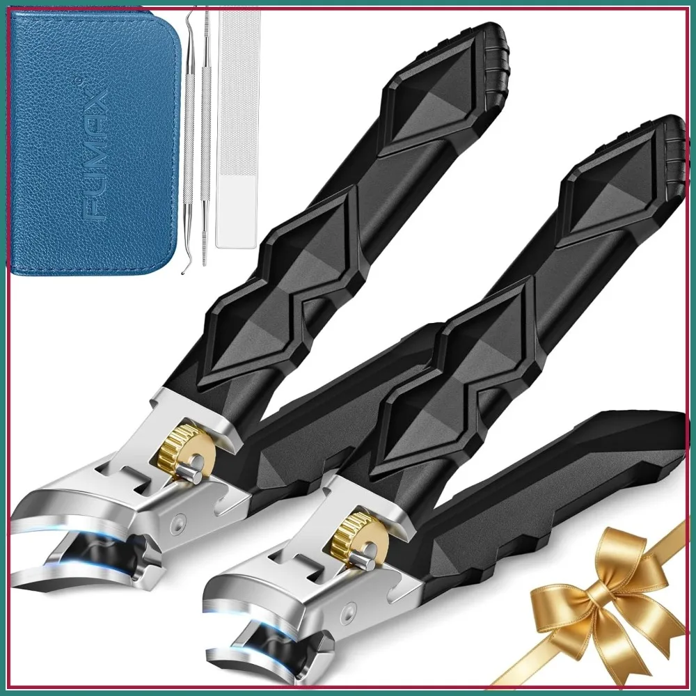Toenail Clippers for Thick Nails, Heavy Duty Wide Jaw Cutter for Ingrown Toe Nails, Long Handle for Seniors, Large Nail Care Set
