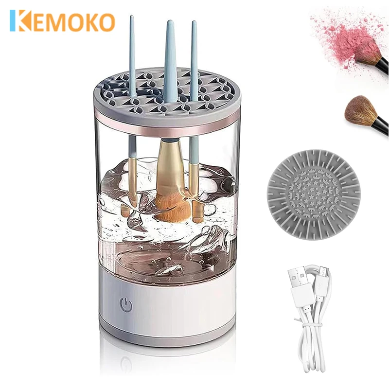 Electric Makeup Brush Cleaner, USB Powered, 3 In 1 Automatic Cleaning Drying Storage, Portable Cosmetic Brush Beauty egg Washer