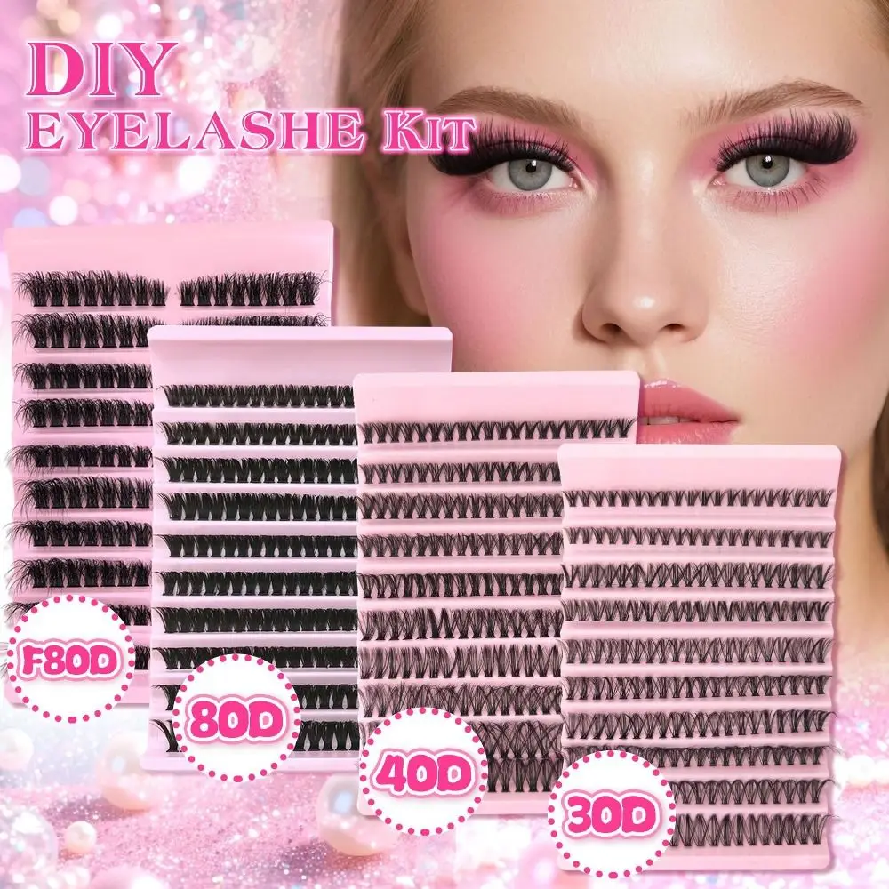 Natural Look False Eyelashes Wispy Style Bond and Seal DIY Lash Extension Kit Cluster Design Fake Eyelash Makeup Enhancement