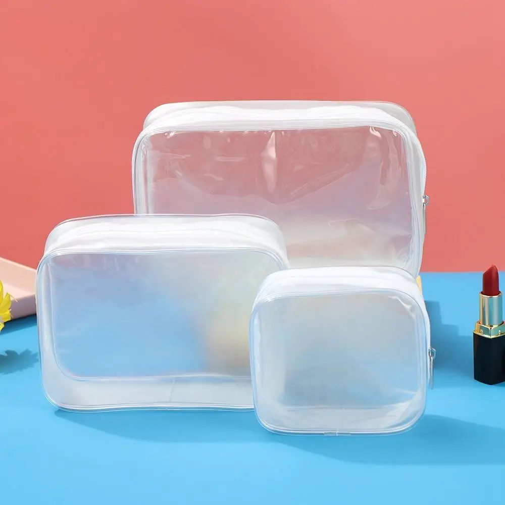 Transparent Printing Portable PVC Wash Bags Zipper/Self Sealing Multistyles Clear Makeup Pouch Multifunctional Travel Organizer