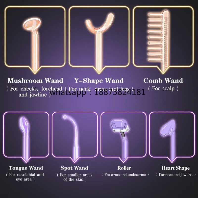 New Best Seller 7 in 1 High Frequency Wand Machine Facial Neon and Argon Acne Treatment Facial Tools for Care fast shipping