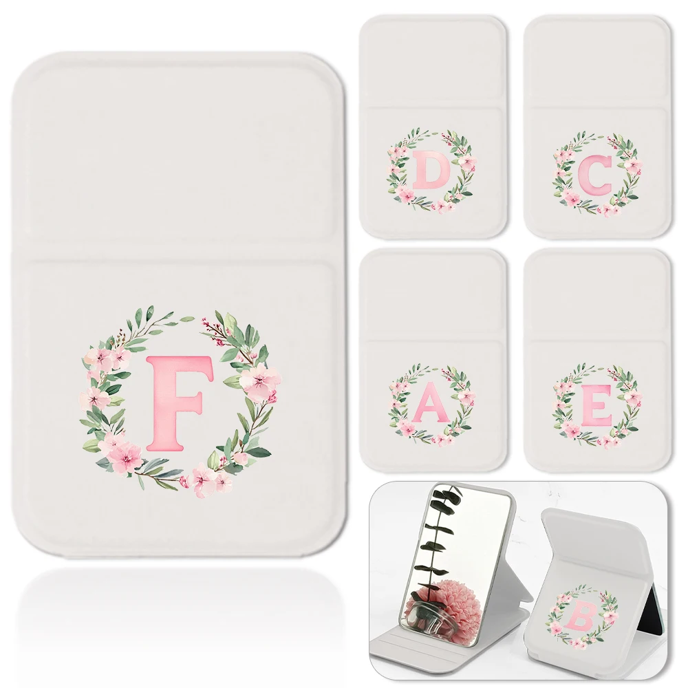 Portable Desktop Makeup Mirror Foldable Cosmetic Mirror Beauty Tool Durable Suitable For Home Dormitory Travel Wreath Pattern