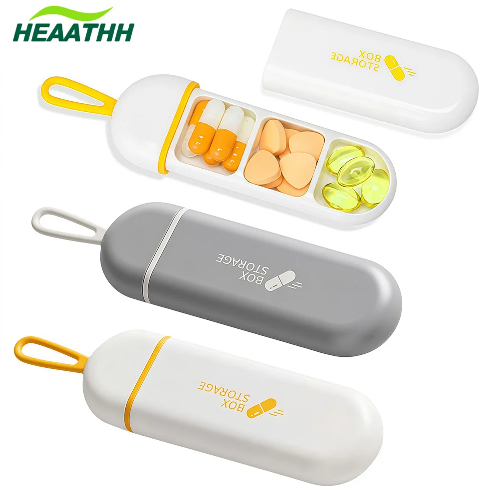 1/2PCS Small Pill Organizer 3 Compartments Portable Pill Case Travel Moisture Proof Pill Box for Tablets Vitamins Cod Liver Oil