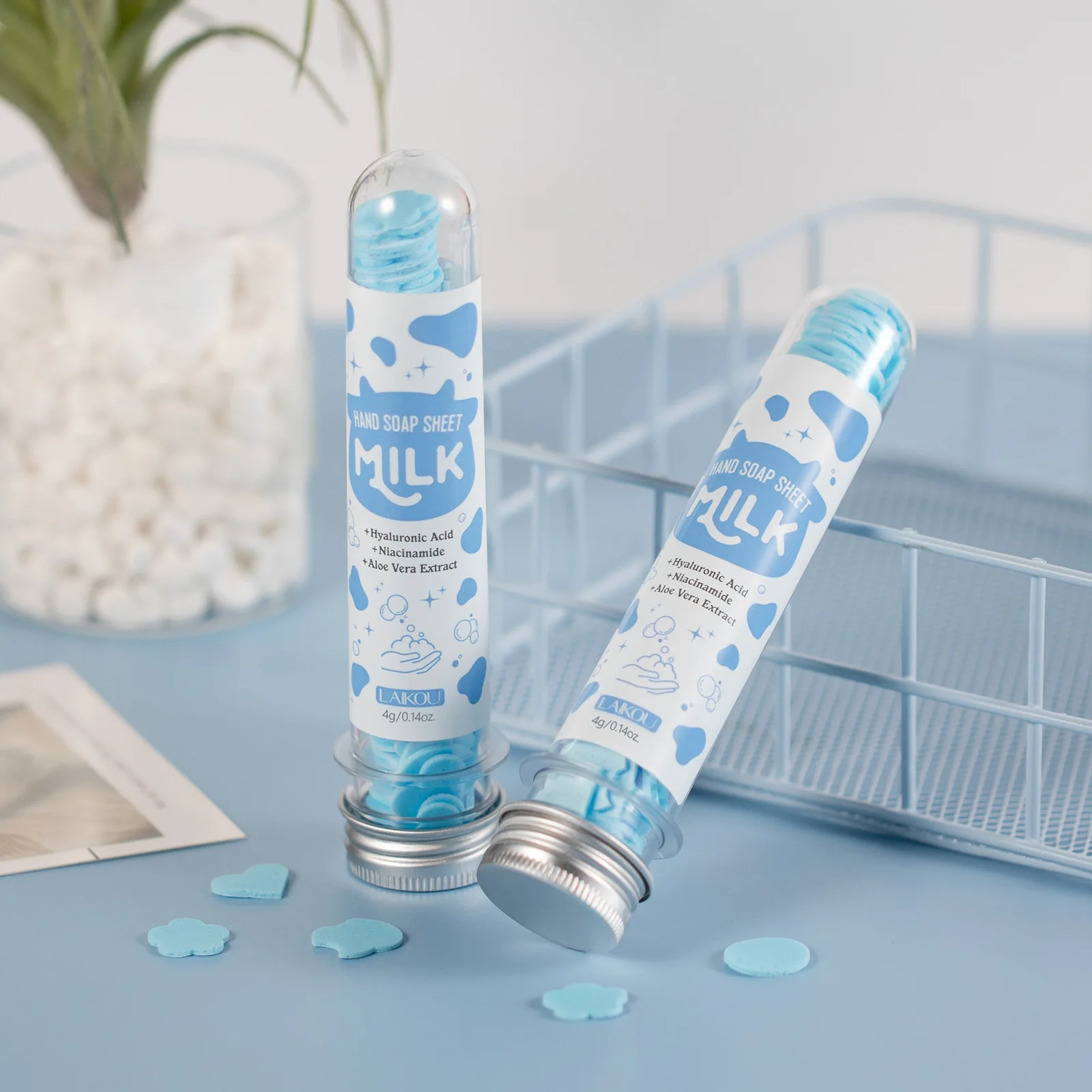 LAIKOU portable soap tablets 4g, milk paper hand sanitizer, foaming soap tablets for hand washing in travel are moisturizing