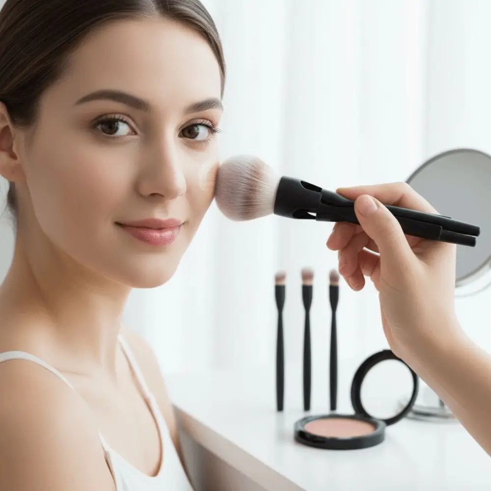 4Pcs 4 in-1 Makeup Brush Set Magnetic Suction Foundation Brush Travel Makeup Brushes Eyeshadow Powder Brush Powder Blusher Brush