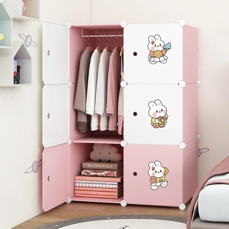 Open Partitions Wardrobe Makeup Minimalist Nordic Modern Cheap Wardrobe Foldable Mirror Cabinets Plastic Ropero Hotel Furniture