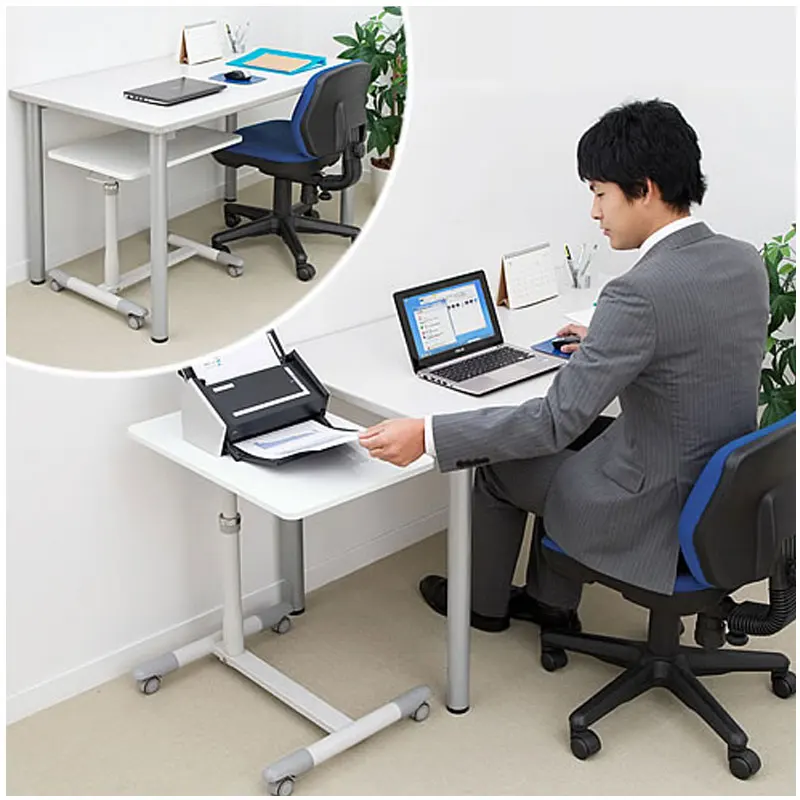 Japanese Style Computer Desk with Brake Wheels, Adjustable Bedside Table, Keyboard and Mouse Holder, Home Sofa Side Stand