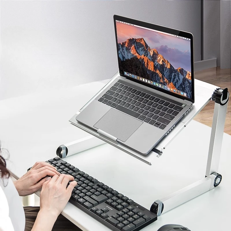 Portable Laptop Stand Foldable Height-Adjustable Monitor Table Space Saving Computer Holder Office Standing Workstation Solution