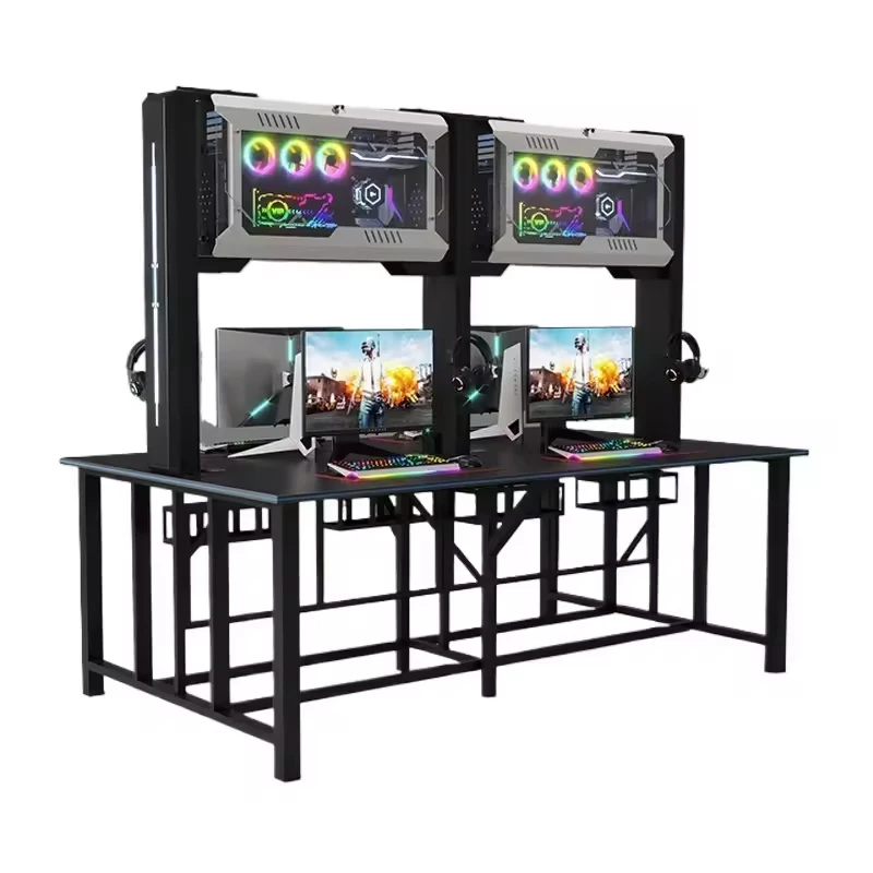 *Factory OEM Custom Black Computer PC Case Gaming Cabinet RGB LED Lights Gaming Table Desk for Desktop