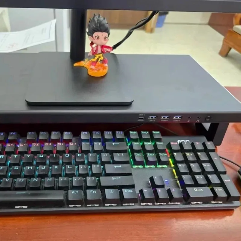 RGB Illuminated Monitor Stand Riser with USB Hub, Ergonomic Gaming Desk Organizer,Notebook Holder and Desktop Storage Solution