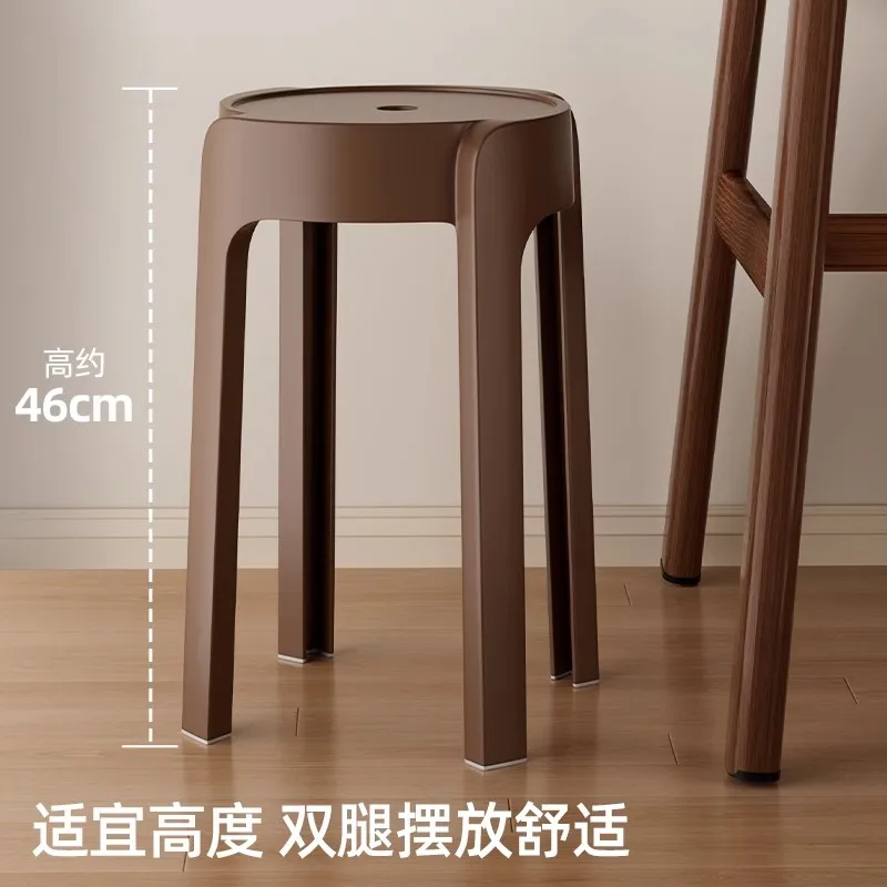Thickened Plastic Stool Stackable Design Compact Storage Round Seat Ergonomic High Chair for Kitchen Dining Living Room