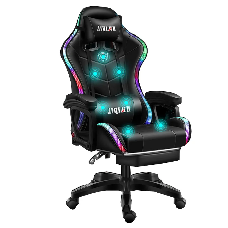 Rgb Silla Gamer Gaming Chair Cheap Prices Adjustable Office Recliner White Massage Gaming Chair with Lights and Speakers