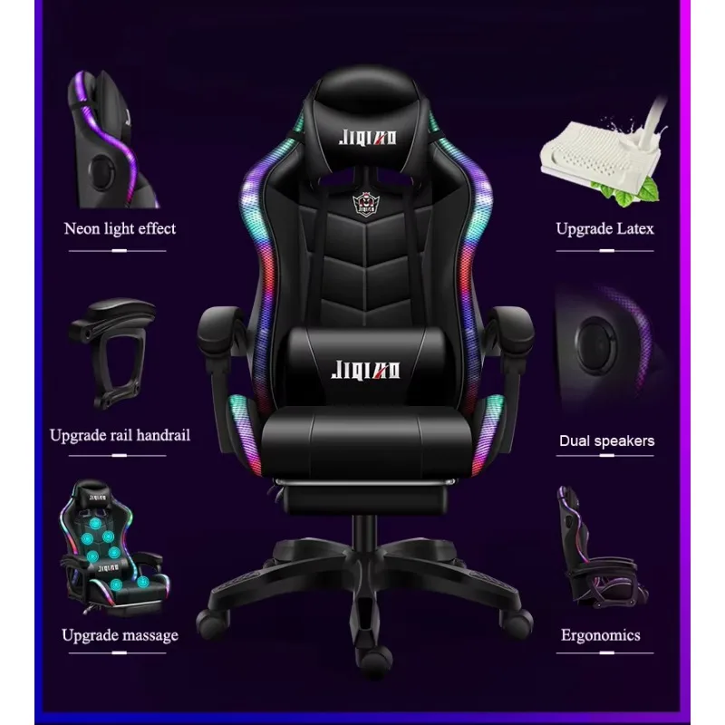 Rgb Silla Gamer Gaming Chair Cheap Prices Adjustable Office Recliner White Massage Gaming Chair with Lights and Speakers