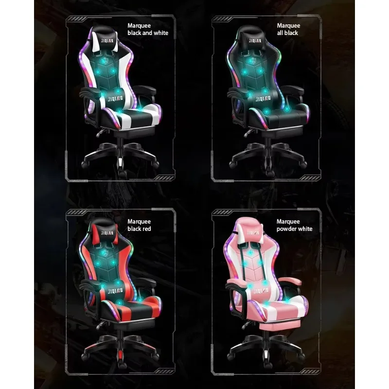 Rgb Silla Gamer Gaming Chair Cheap Prices Adjustable Office Recliner White Massage Gaming Chair with Lights and Speakers