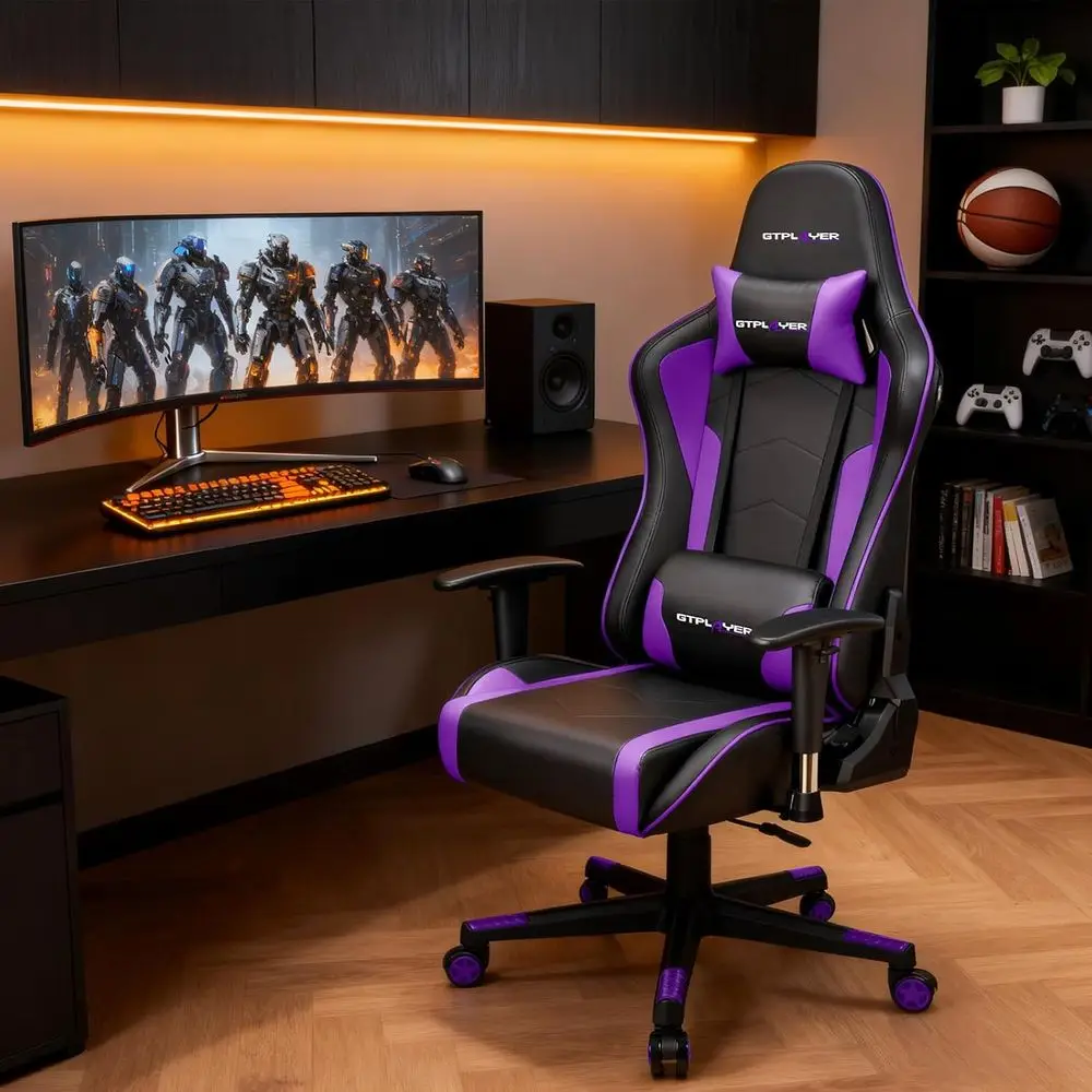 Ergonomic Bluetooth Gaming Chair with Speakers: Heavy Duty Desk Chair for Video Games and Office Use