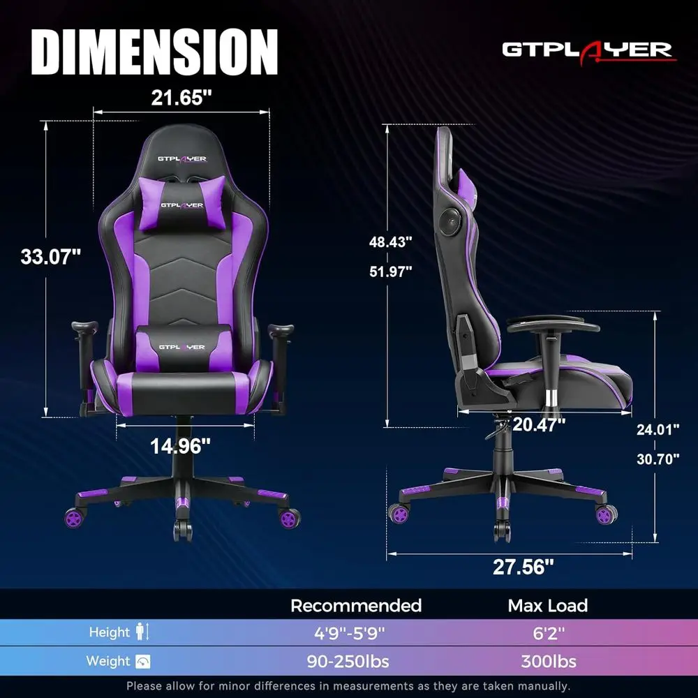 Ergonomic Bluetooth Gaming Chair with Speakers: Heavy Duty Desk Chair for Video Games and Office Use