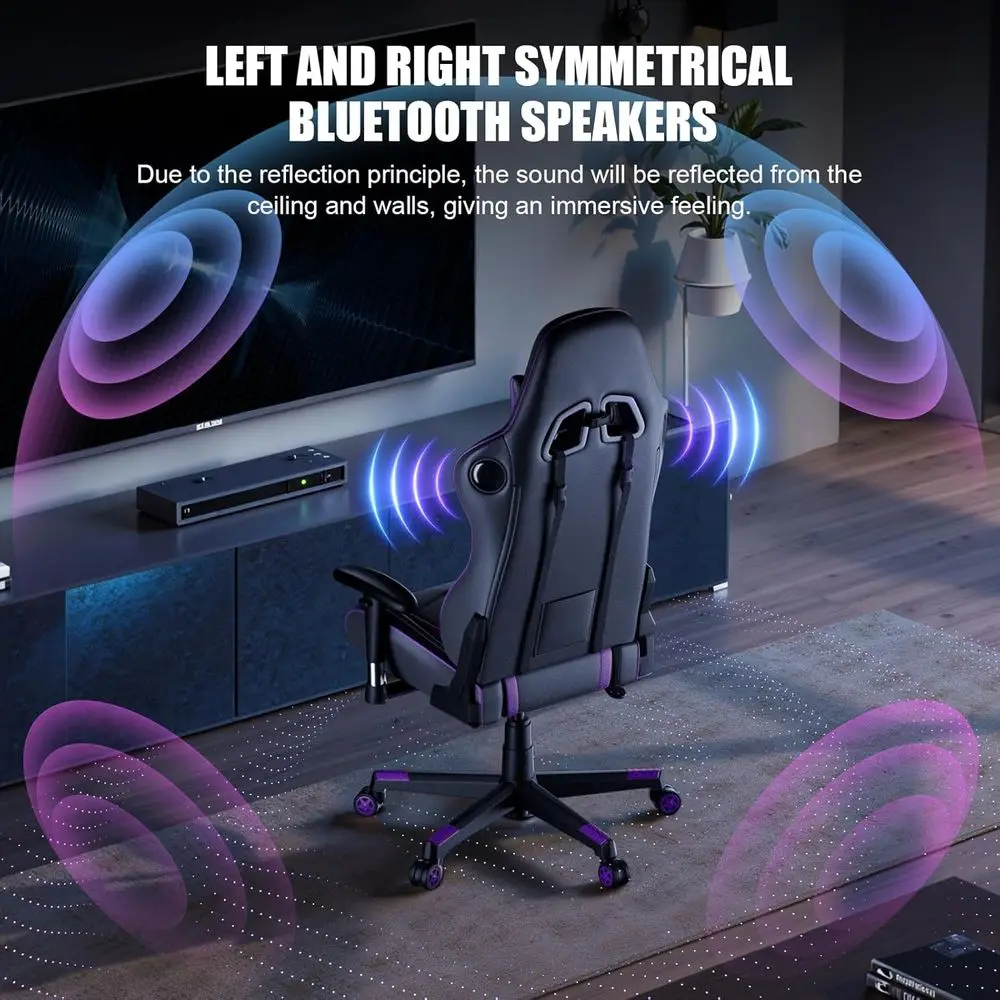 Ergonomic Bluetooth Gaming Chair with Speakers: Heavy Duty Desk Chair for Video Games and Office Use