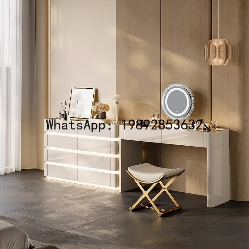 H5.14 solid wood glass vanity table bedroom bedside storage jewelry cabinet makeup desk