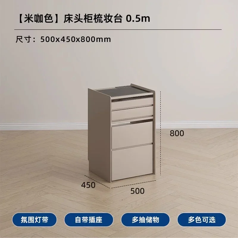 r5.13   Minimalist Solid Wood Bedside Table Integrated Dressing Table Bedroom Bedside Mini Storage Cabinet Makeup Table
