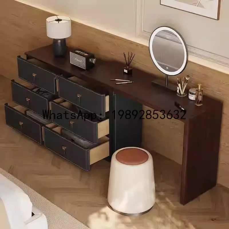 H5.14 dresser chest of drawers bedroom bedside storage cabinet walnut solid wood makeup vanity table