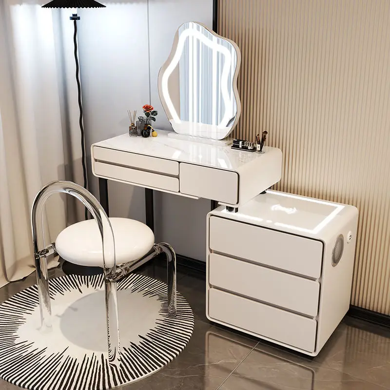！@Factory Sales Modern Dresser Lighted Mirror Bluetooth Speaker Wireless Charging LED Makeup Vanity for Bedroom Hotel Home Beaut
